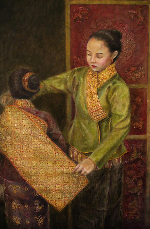 The Gold Brocade  Painting by Sompaseuth Chounlamany