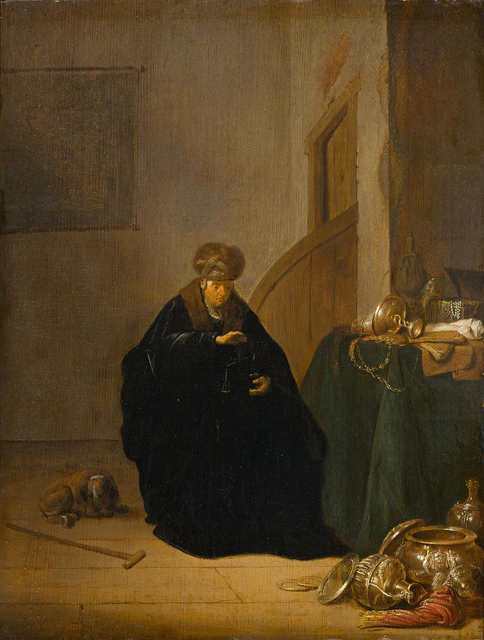 The Gold Weigher Painting by Willem de Poorter