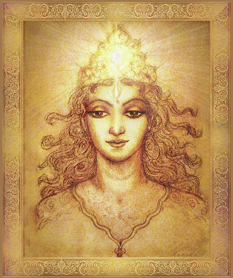 The Golden Angel With Crown Of Light Mixed Media