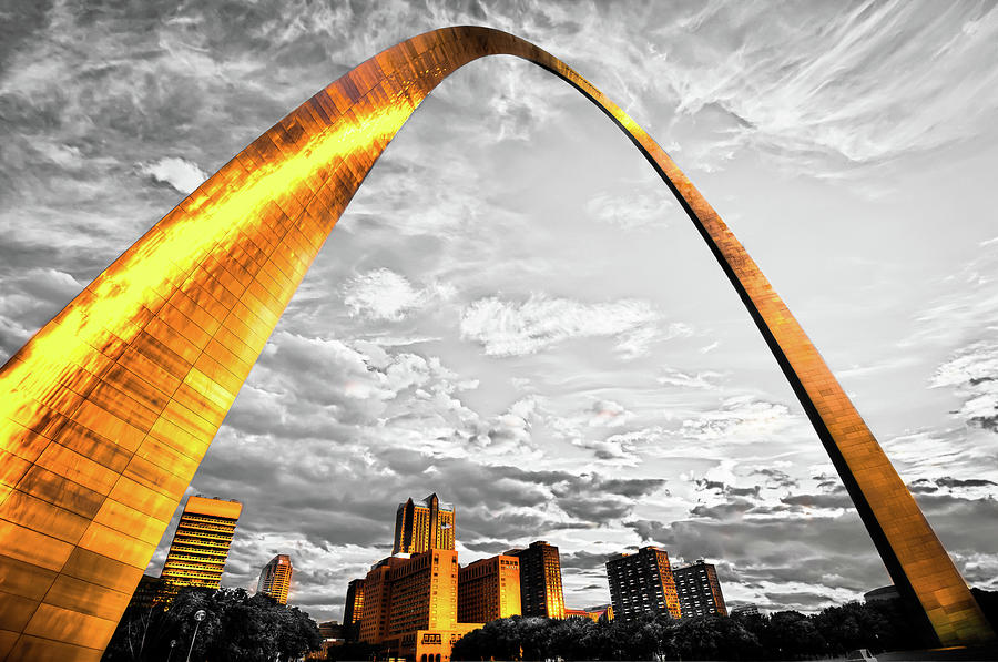 St. Louis Photograph - The Golden Arch - Sunlight On Saint Louis Skyline by Gregory Ballos