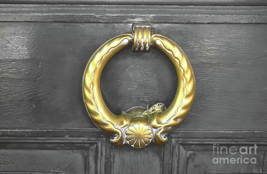 Vintage Photograph - The Golden Door Knocker by Michelle Meenawong