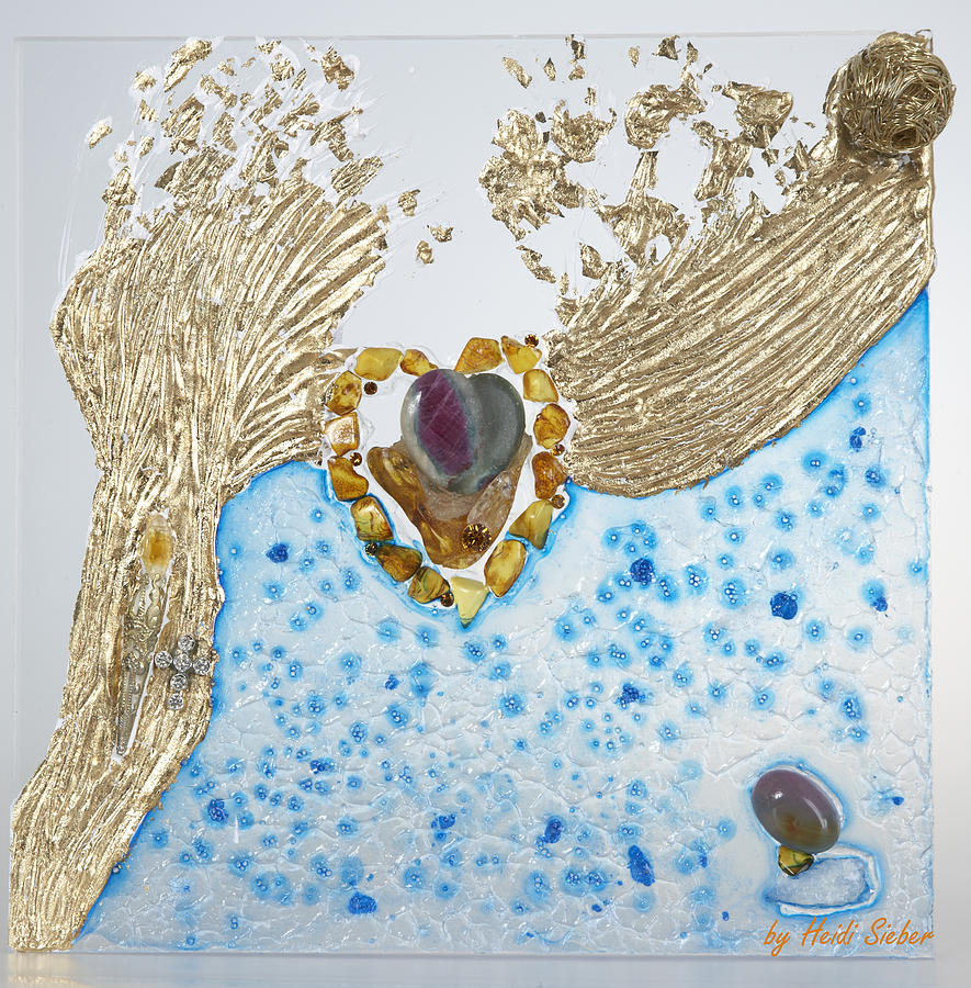 The golden flow of love Glass Art by Heidi Sieber