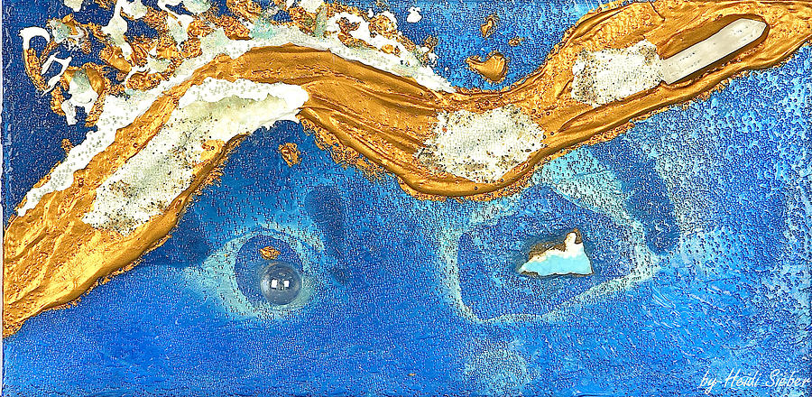 The golden flow within the ocean of love Glass Art by Heidi Sieber
