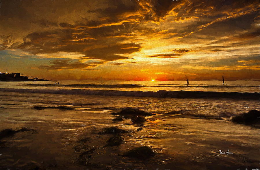 The Golden Hour At La Jolla Shores Painting by Russ Harris