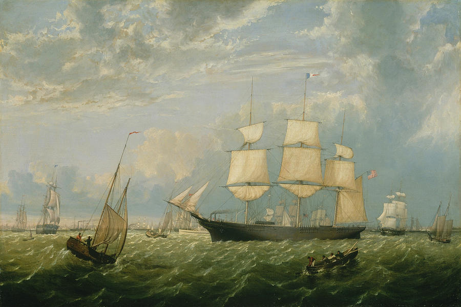 The Golden State Entering New York Harbor by Fitz Henry Lane 1854 Painting by Movie Poster Prints
