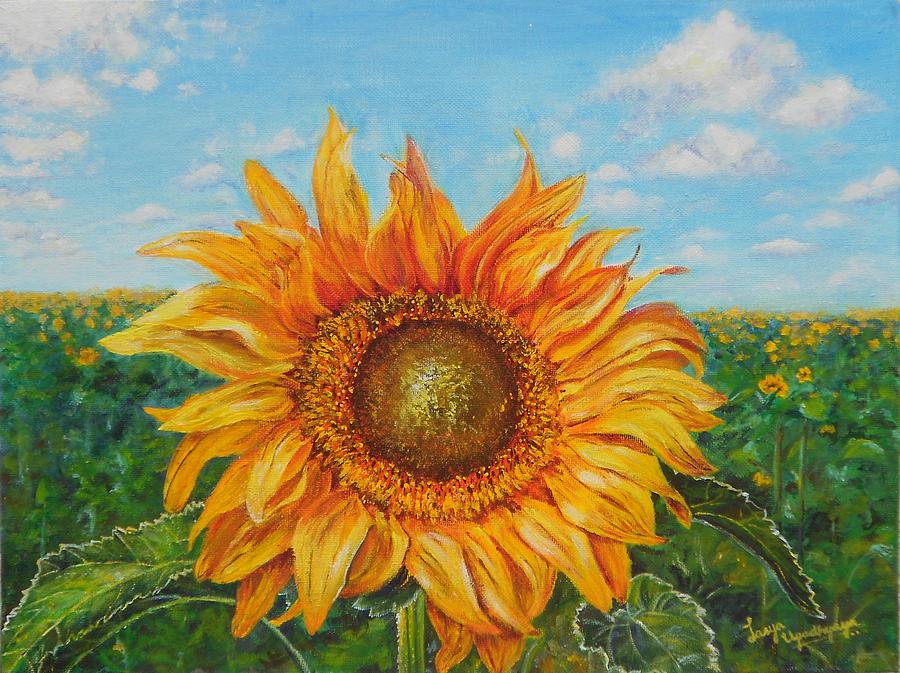 The Golden Sunflower Painting By Lasya Upadhyaya