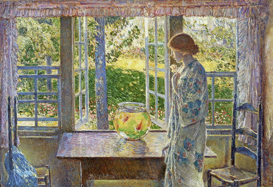 Impressionism Painting - The Goldfish Window by Childe Hassam