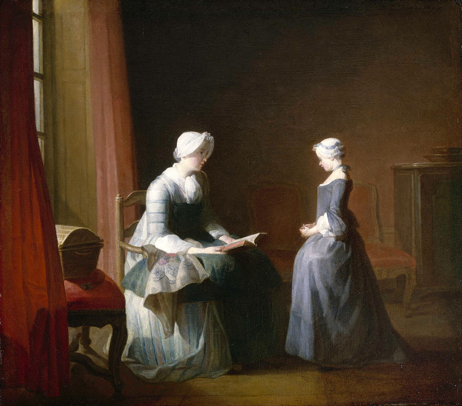 The Good Education Painting by Jean-Simeon Chardin