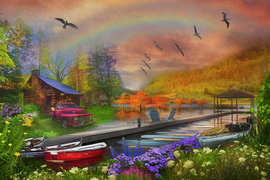 The Good Life at the Lake Painting Photograph by Debra and Dave Vanderlaan
