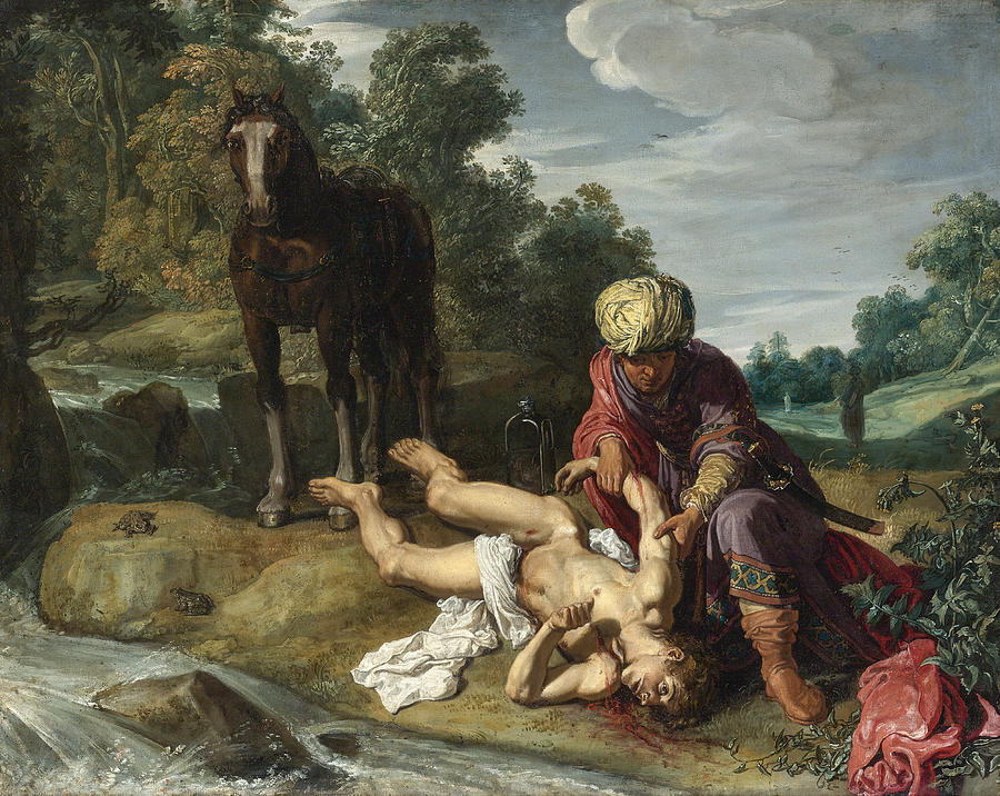 Pieter Lastman Painting - The Good Samaritan by Pieter Lastman