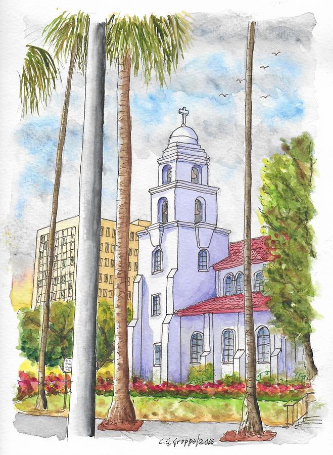 Good Shepherd Catholic Church in Beverly Hills, California Painting by Carlos G Groppa