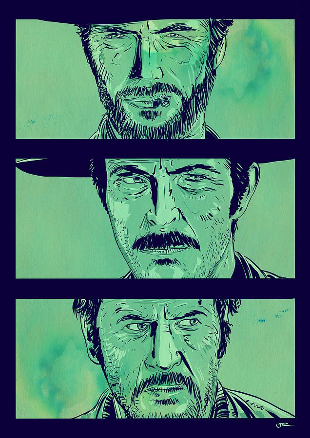 Spaghetti Western Drawing - The Good the Bad and the Ugly by Giuseppe Cristiano