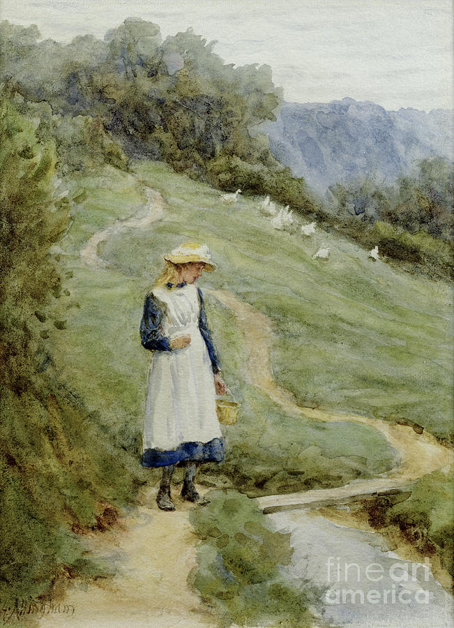 Goose Painting - The Goose-Girl  by Helen Allingham