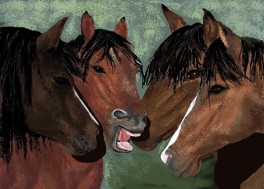 Horse Digital Art - The Gossips by Carole Boyd