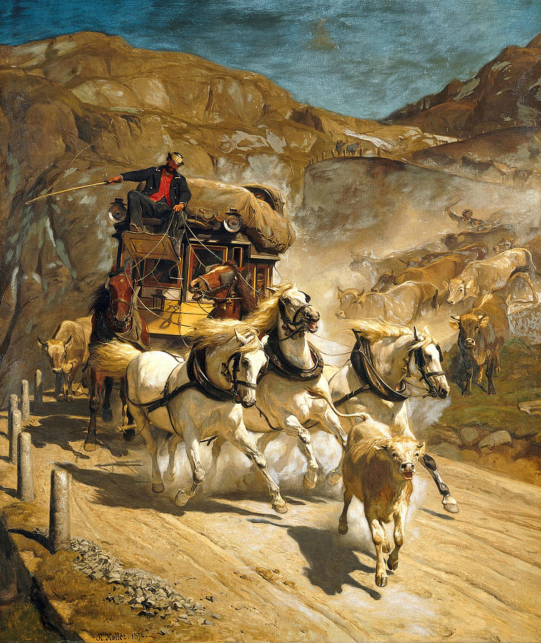 The Gotthard Post Painting by Rudolf Koller