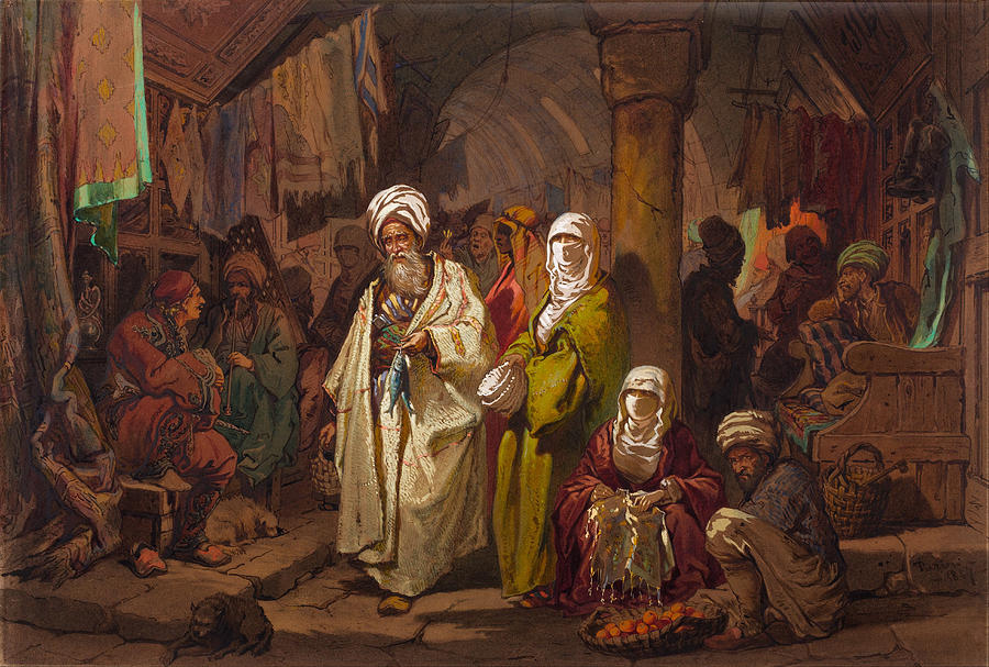 The Grand Bazaar Painting by Amedeo Preziosi 