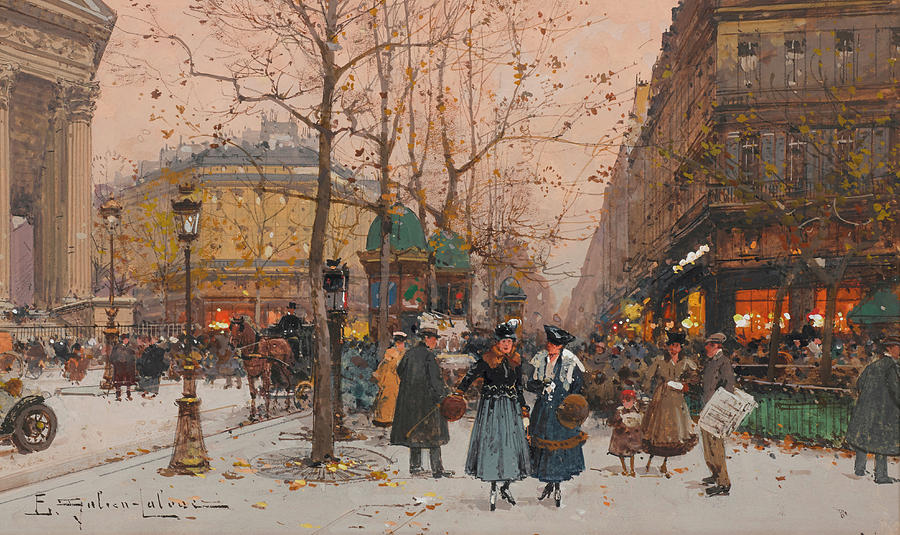 Paris Painting - The grand boulevards by Eugene Galien-Laloue