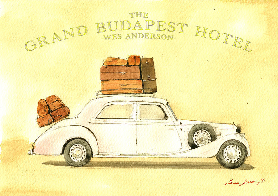 Grand Budapest Hotel Wes Anderson Painting - The grand budapest hotel watercolor painting by Juan  Bosco