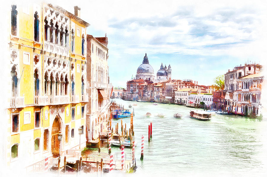 The Grand Canal in the gorgeous old city of Venice in Italy Digital Art by Gina Koch