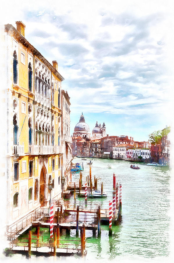 The Grand Canal in the gorgeous old city of Venice Digital Art by Gina Koch
