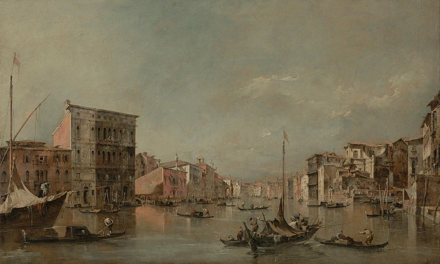 The Grand Canal, Venice, with the Palazzo Bembo Painting by Francesco Guardi