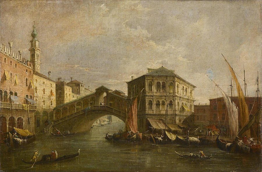 Francesco Guardi Painting - The Grand Canal with the Rialto Bridge by Celestial Images