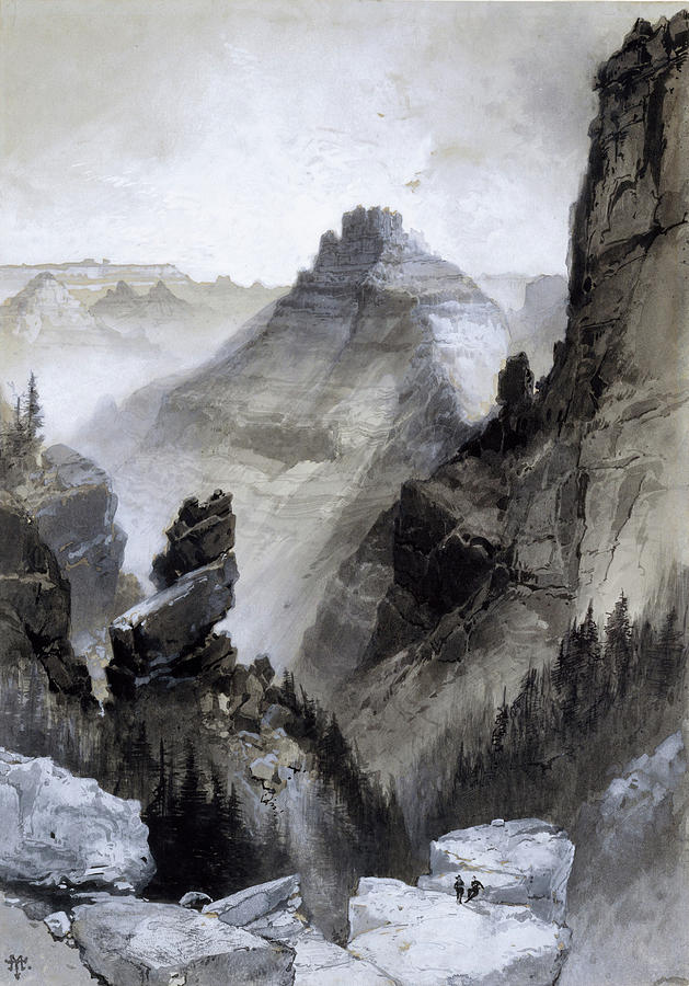 Thomas Moran Drawing - The Grand Canyon Drawing            by Thomas Moran