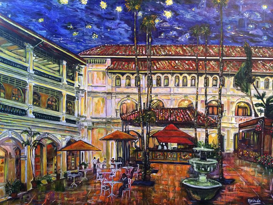 The Grand Dames Courtyard Cafe  Painting by Belinda Low