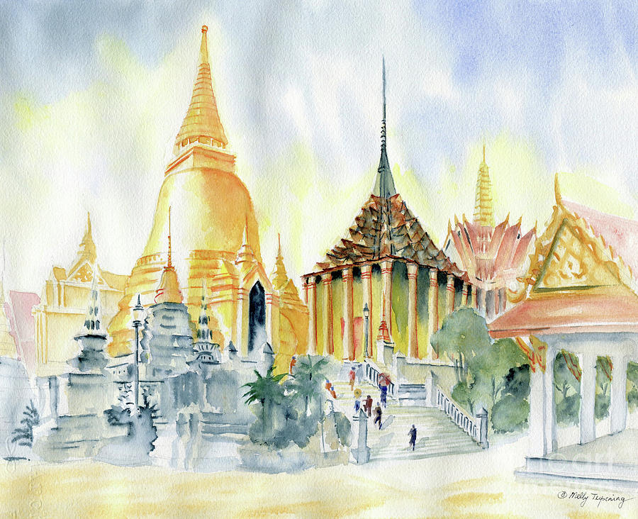 The Grand Palace Bangkok Painting by Melly Terpening