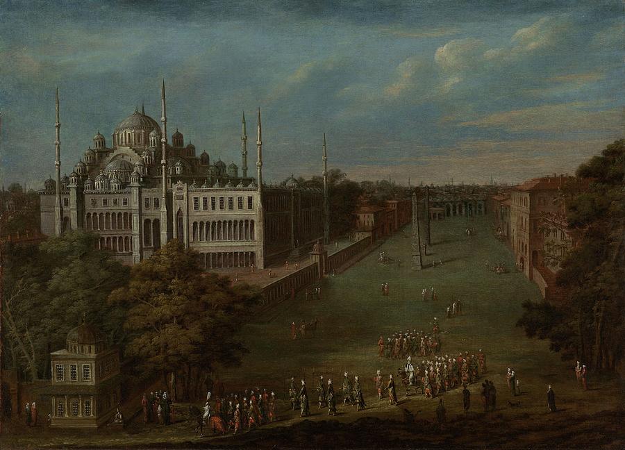 The Grand Vizier Crossing the Atmeydan Horse Square, Jean Baptiste Vanmour, 1720 - 1737 Painting by Celestial Images