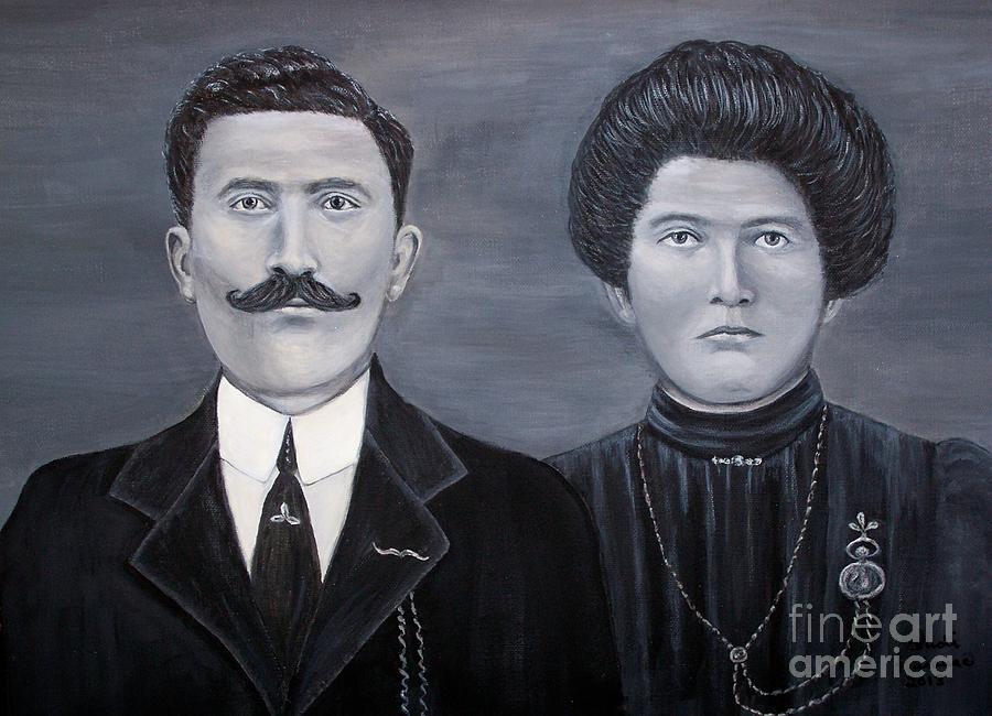 Black And White Painting - The Grandparents by Judy Kirouac