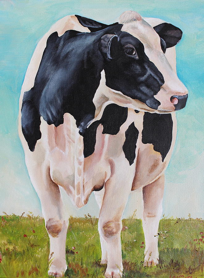 Cow Painting - The grass is Always Greener by Laura Carey
