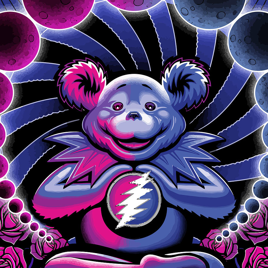 Grateful Dead Digital Art - The Grateful Bear Ilustration by The Bear