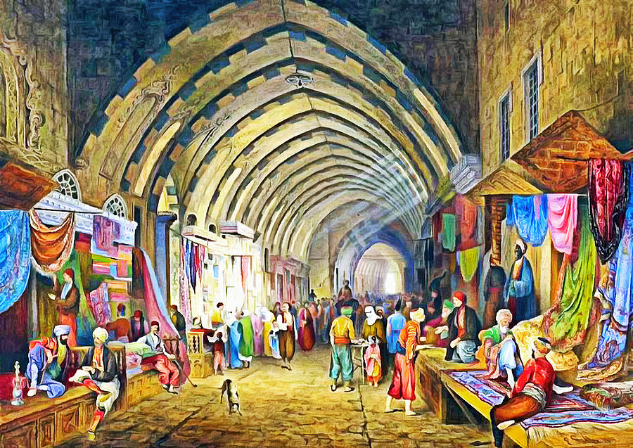 The Great Bazaar in Istanbul1849 Emanuel Stockler Painting by Munir Alawi