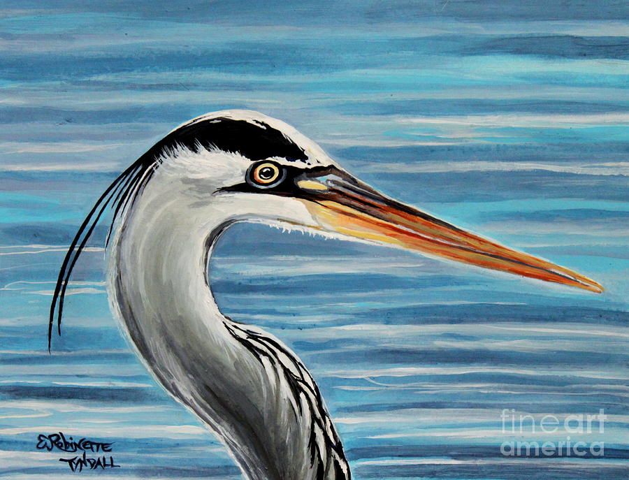 The Great Blue Heron Painting by Elizabeth Robinette Tyndall