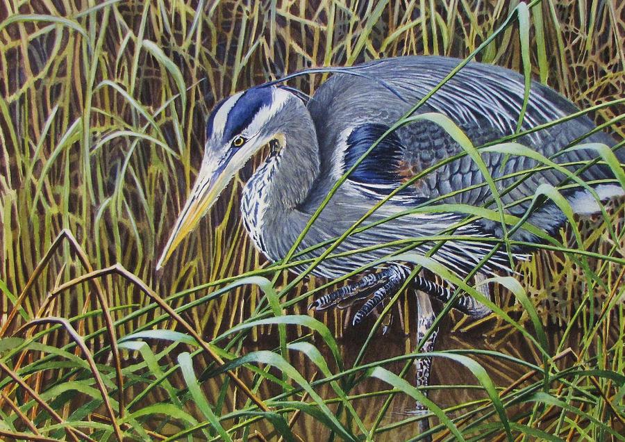 The Great Blue Heron Painting by Greg and Linda Halom