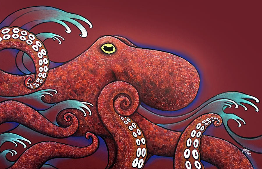 The Great Octopus Drawing by Julie Oakes - Fine Art America