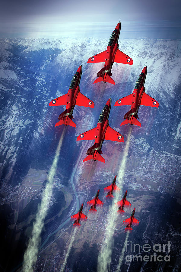 The Great Red Arrows Digital Art by Airpower Art