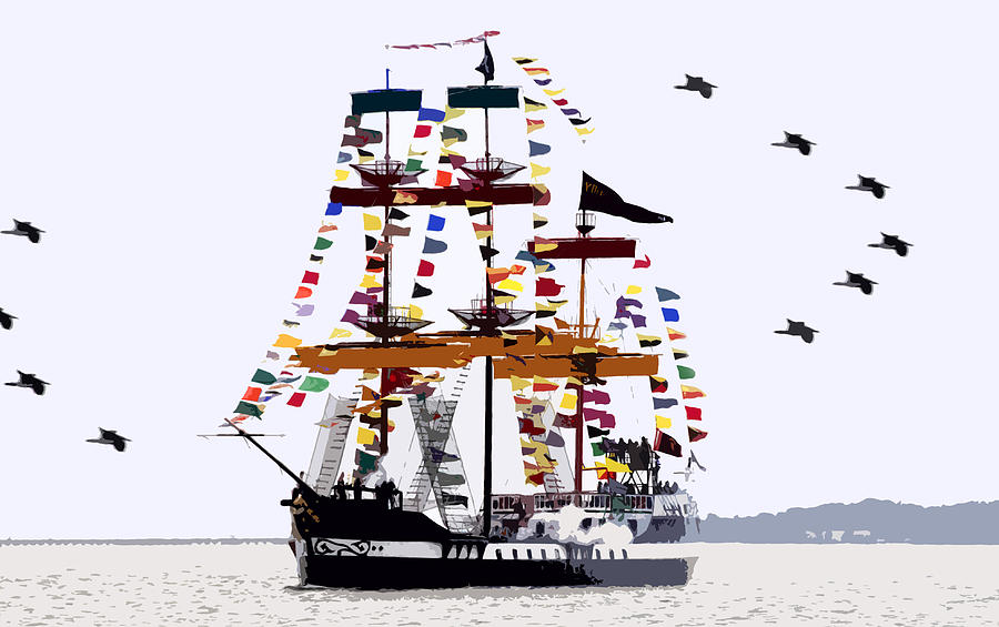 The great ship Gasparilla Painting by David Lee Thompson