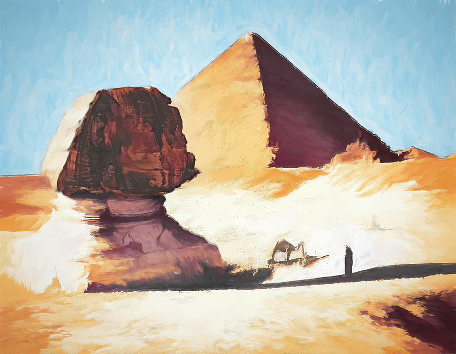 The Great Sphinx and Pyramid Mixed Media by John S Stewart