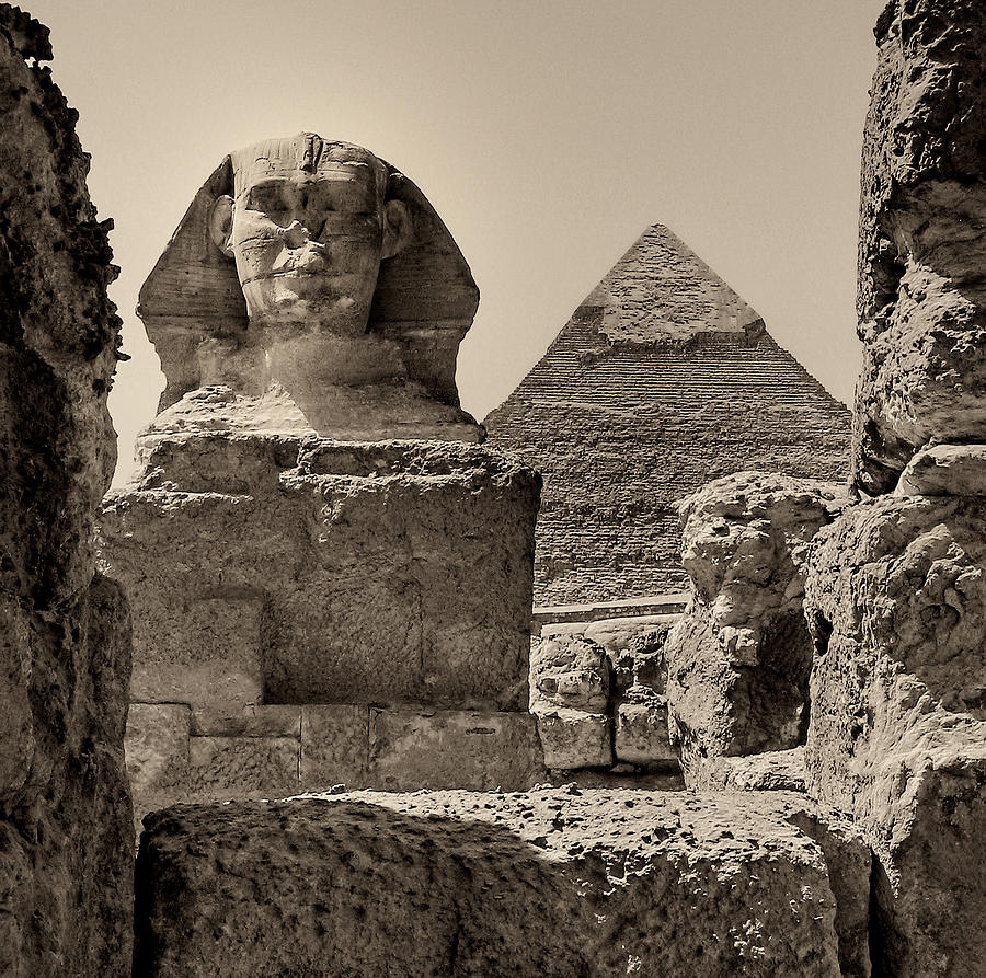 The Great Sphinx and Pyramid of Khafre Photograph by Nigel Fletcher-Jones