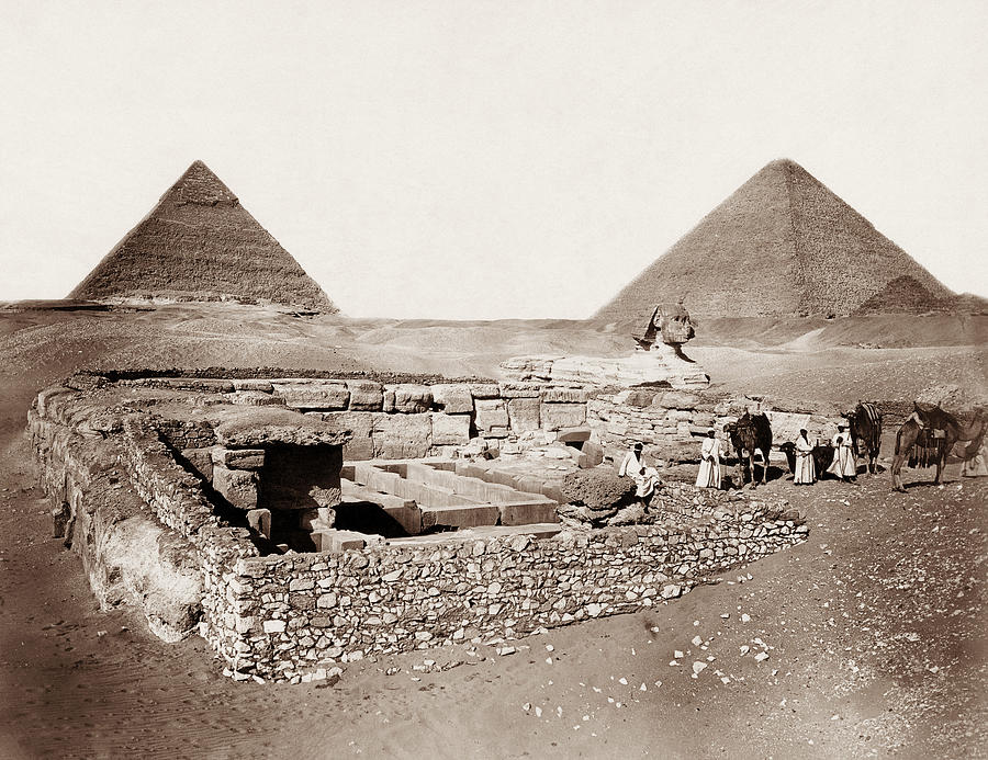 The Great Sphinx and Pyramids - 1867 Photograph by War Is Hell Store
