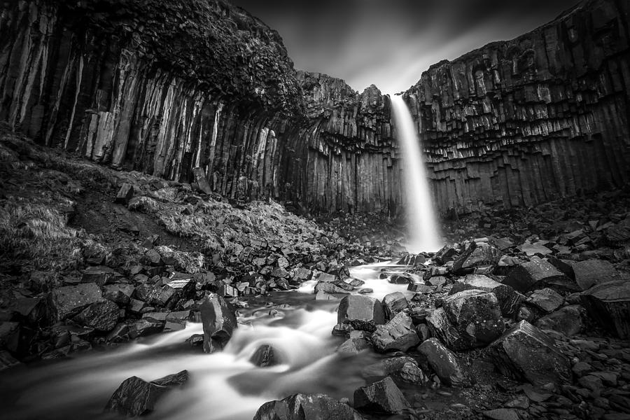 Black And White Photograph - The Great Svartifoss by Janne Kahila