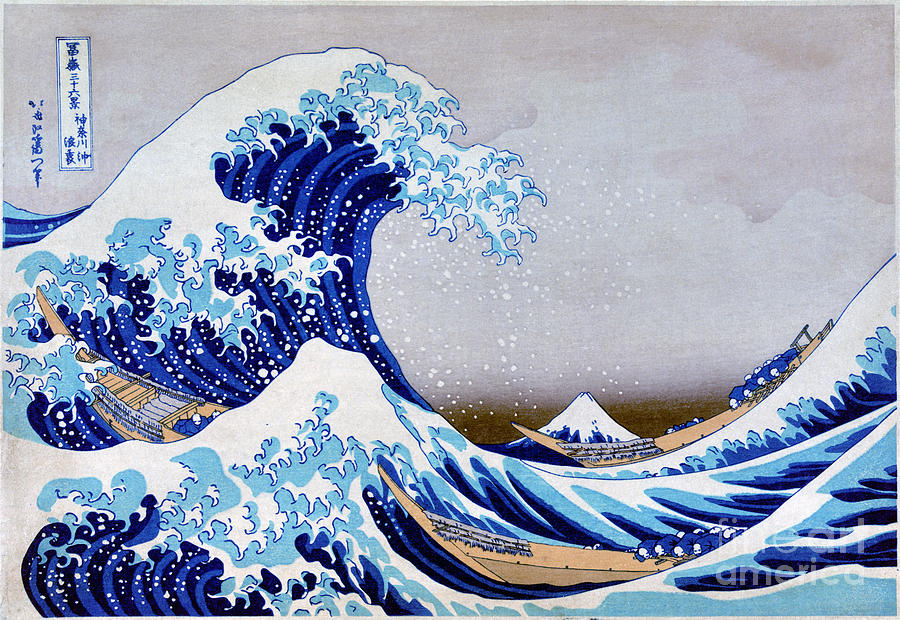 Hokusai Painting - The great wave off shore of Kanagawa Restored by Vintage Treasure