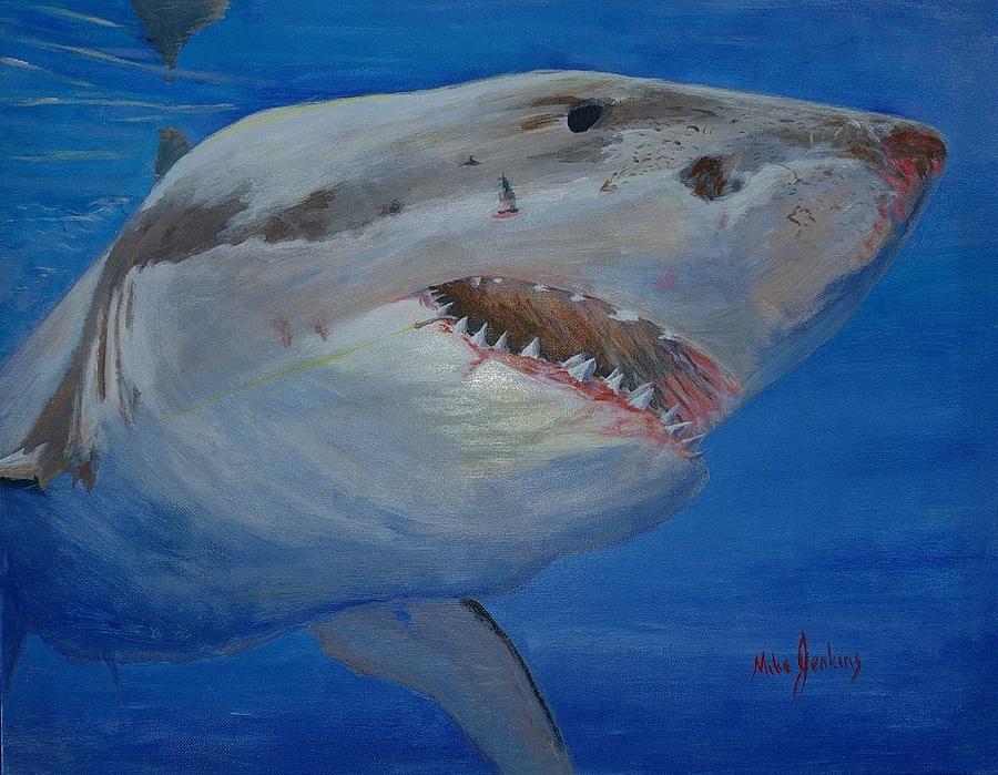 The Great White that Got Away Painting by Mike Jenkins
