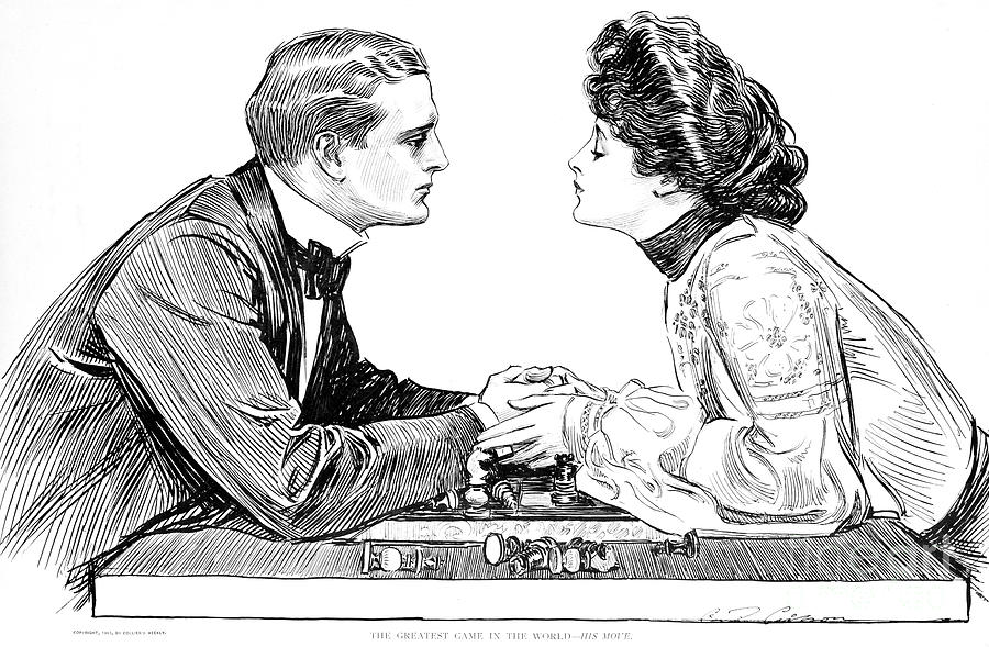 The Greatest Game in the World  His Move Drawing by Charles Dana Gibson