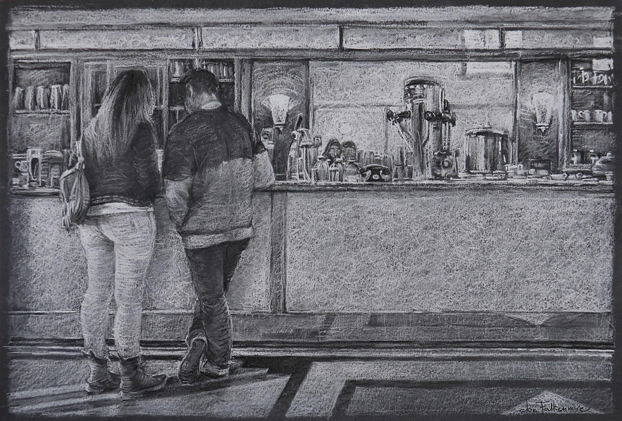 The Greek Cafe, Bingara NSW Drawing by Jon Falkenmire