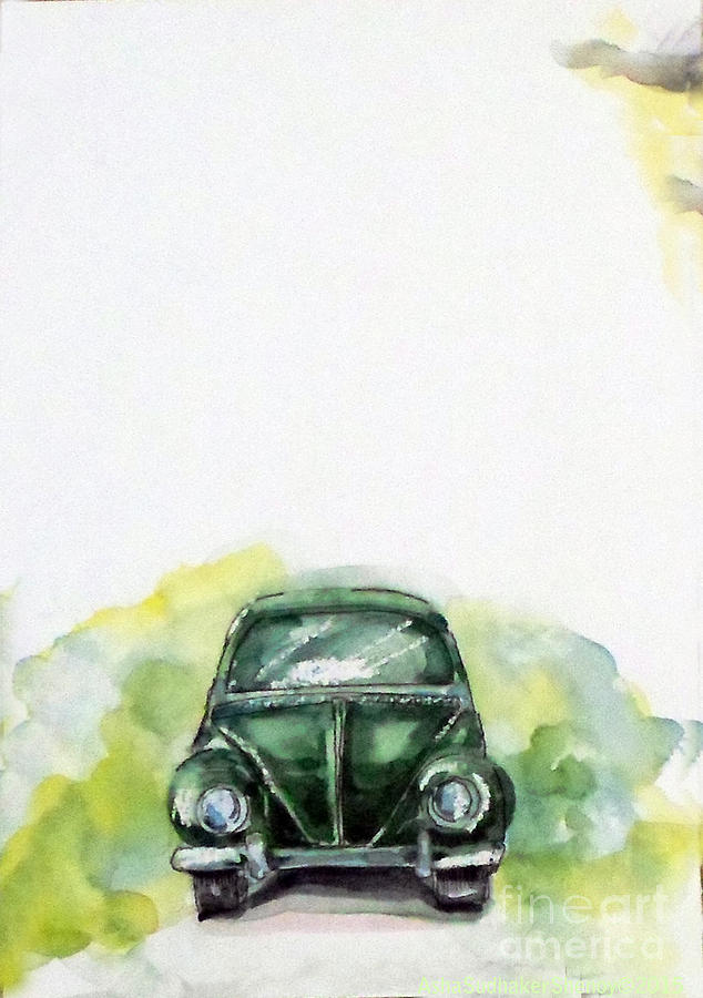 The Green car Painting by Asha Sudhaker Shenoy