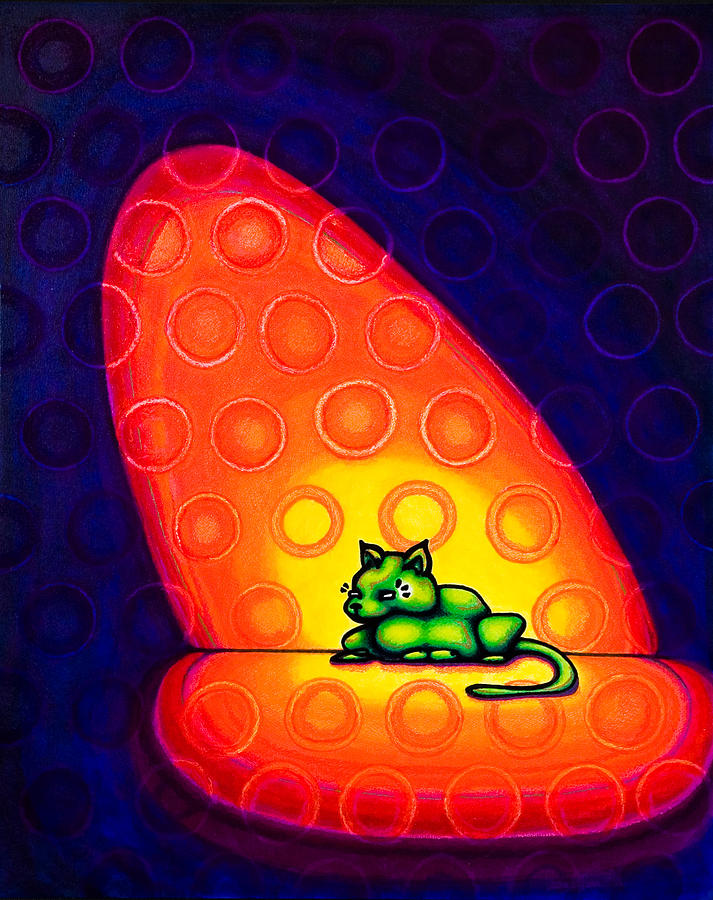 The Green Cat Drawing by Laurie Tietjen