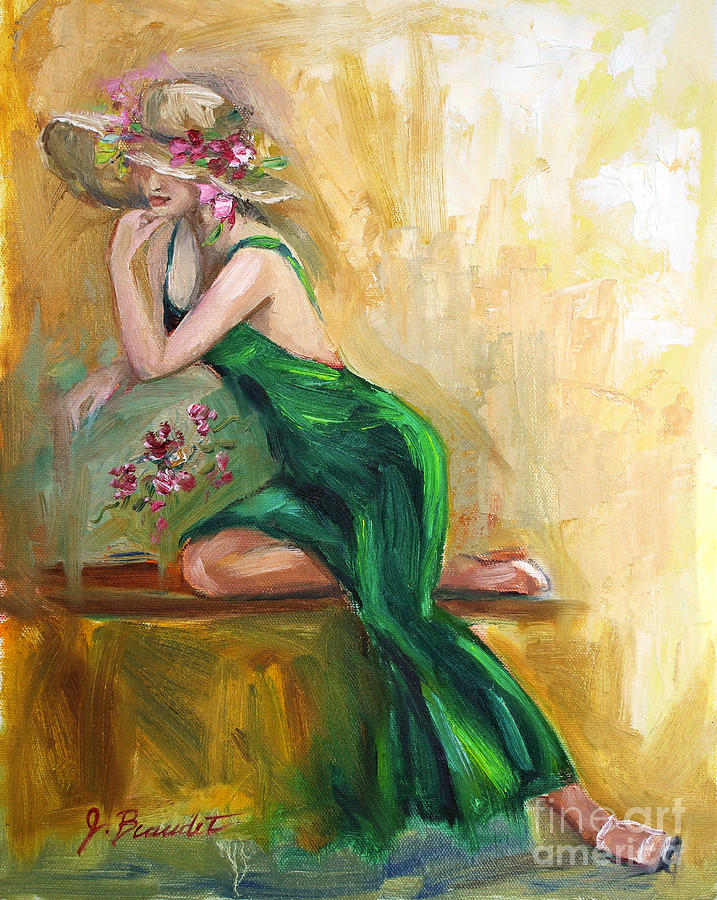 Glamour Painting - The Green Charmeuse  by Jennifer Beaudet